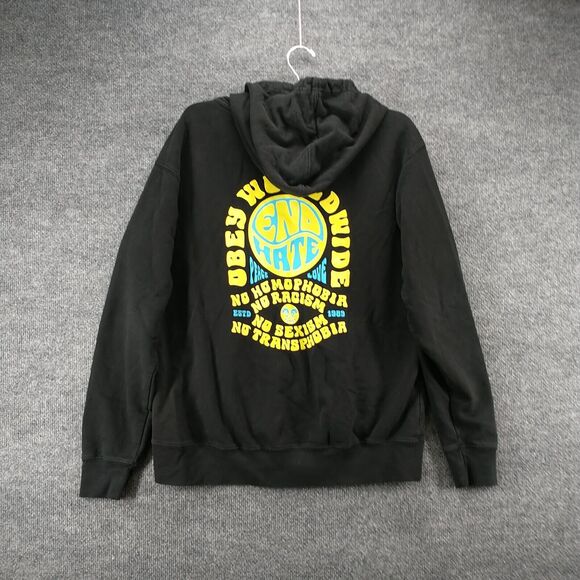 Obey Worldwide Men's End Hate Pullover Graphic Hoodie Sweatshirt Black Large - Picture 6 of 14